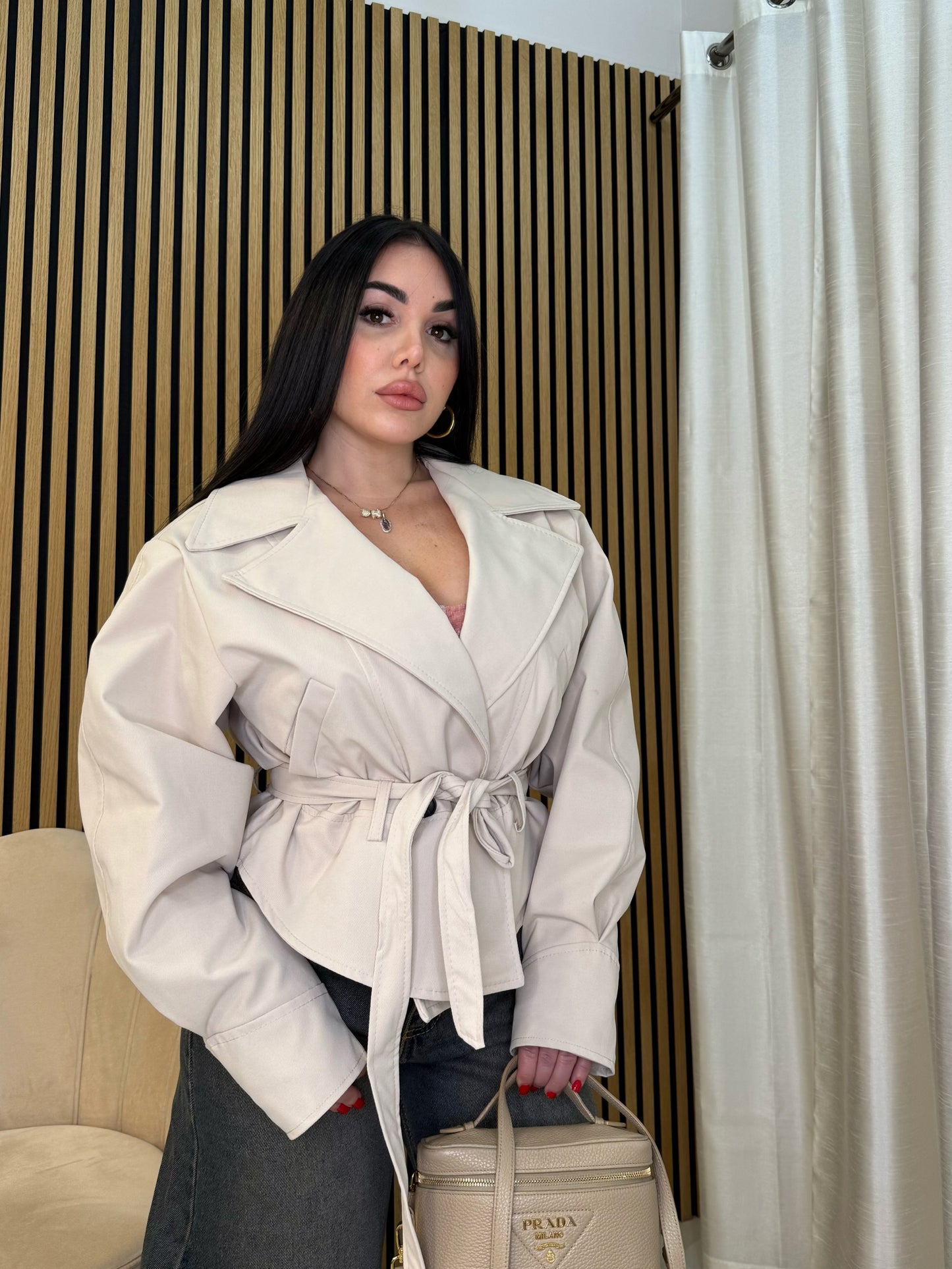 Blazer crop beige