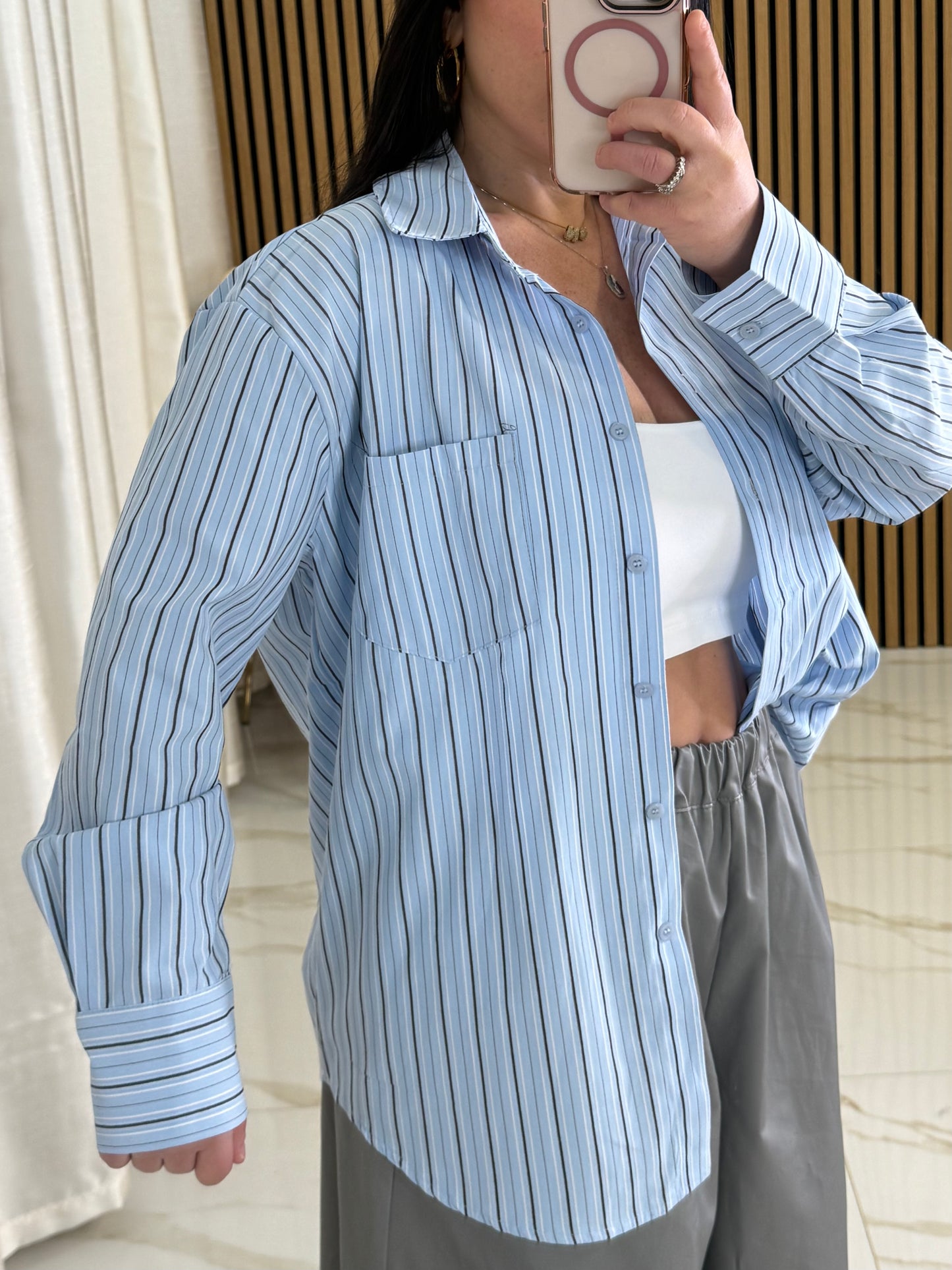 Camicia righe azzurra