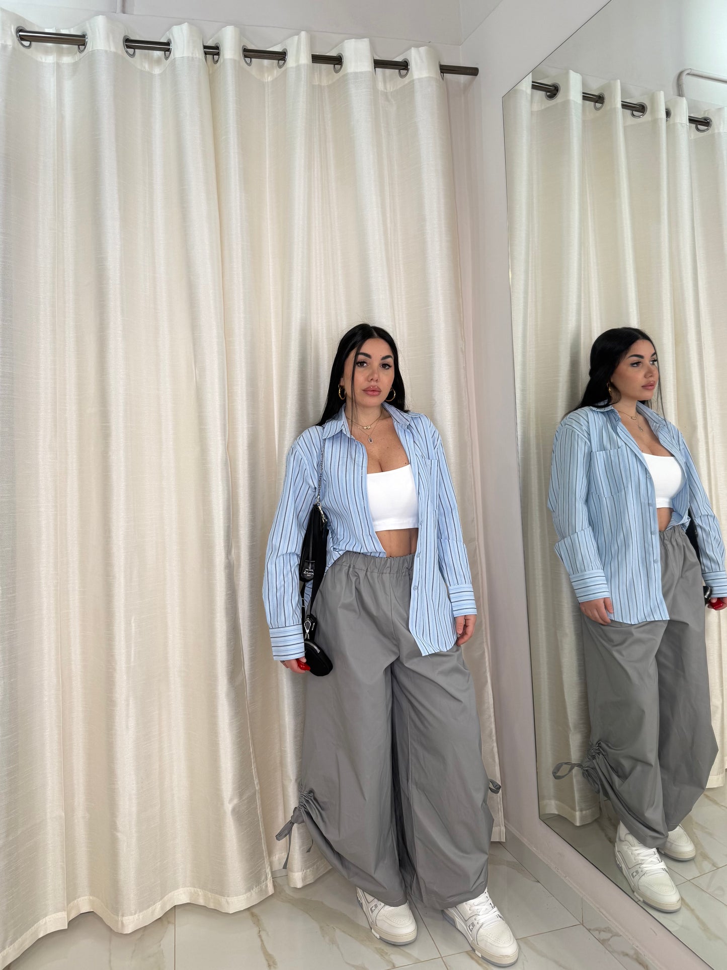 Camicia righe azzurra